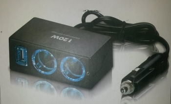 Adaptor bricheta 2 cai si 1 USB 120W lumina albastra