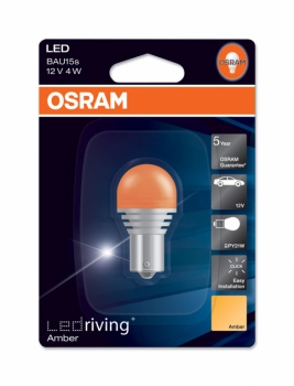 Bec cu led Osram PY21W, 4W, 12V, BAU15s, lumina portocalie