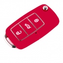 Carcasa telecomanda cheie VW tip briceag cu 3 butoane culoare rosie