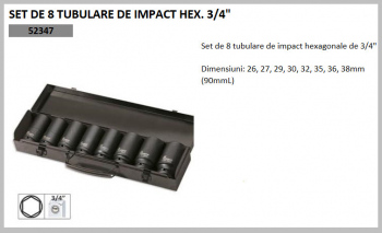 SET DE 8 TUBULARE DE IMPACT HEX. 3/4'' 52347