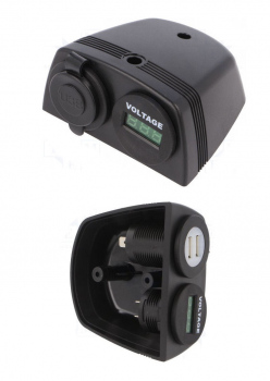Voltmetru cu 2 soclu USB x 2.1A, verde, 6-33VDC