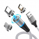 Cablu magnetic 3 în 1 pentru încarcare rapida si date Iphone Samsung Huawei Tip C micro USB LED