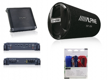 Pachet subwoofer Alpine SWT-12S4 Subwoofer tub 30cm (12″) + BBX-T600 Amplificator auto 2 canale + 350940 kit cabluri Aiv 10mm²