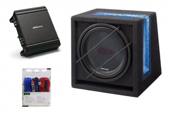 Pachet Subwoofer Alpine SBG-844BR Subwoofer Bass Reflex 20cm (8″) + MRV-M250 Amplificator auto Mono + 350940 kit cabluri Aiv 10mm²