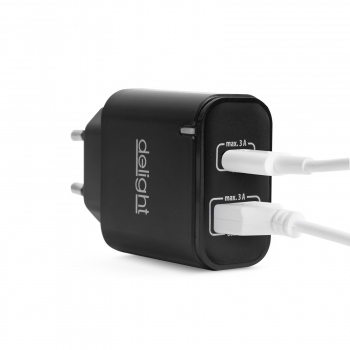 Adaptor de rețea USB + Type-C PD20W cu încărcare rapidă - negru