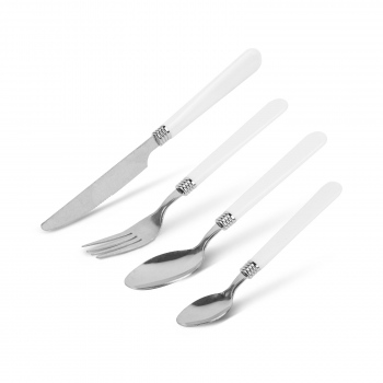 Set tacâmuri cu suport - alb - 16 bucăți - 32,7 x 19,5 x 4,7 cm
