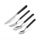 Set tacâmuri cu suport - negru - 16 bucăți - 32,7 x 19,5 x 4,7 cm