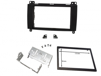Cadru radio 2DIN cu console metalice + rama (173×98 mm) Mercedes, VW 2005-