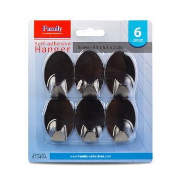 Cârlig autoadeziv - oțel inoxidabil - 6 buc/pachet