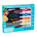 Set 5 cuțite de bucătărie colorate cu placă de tăiat Baker's Secret