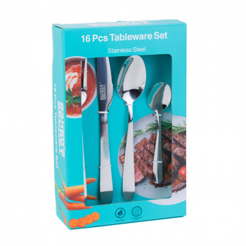 Set tacâmuri 16 piese - 4 x furculițe, cuțite, linguri, lingurițe - Baker's Secret