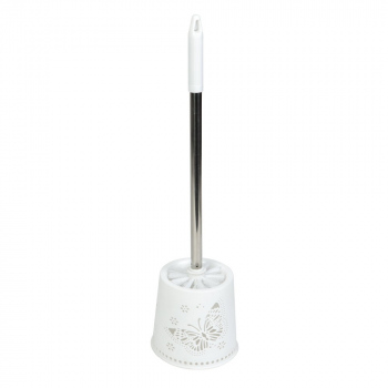 Perie de toaletă + suport - fluture - 49 x 13 x 13 cm - alb