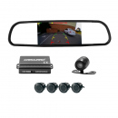 Set senzori de parcare cu camera video cu și ecran in oglinda retrovizoare - Carguard