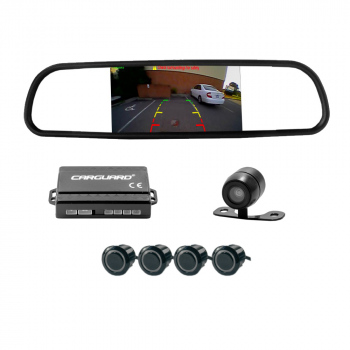 Set senzori de parcare cu camera video cu și ecran in oglinda retrovizoare - Carguard