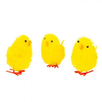 Decor de Paște - set pui - galben - 6,7 x 5 cm - 3 buc/pachet
