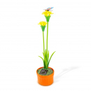 Floare colorată solară - 8 x 8 x 32 cm - 10 LED-uri alb cald - galben