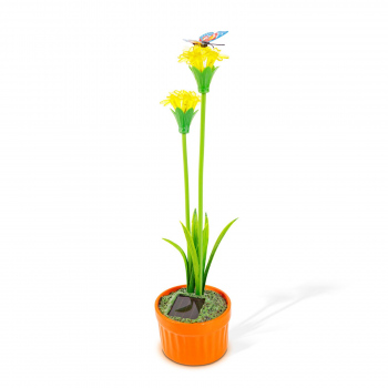 Floare colorată solară - 8 x 8 x 32 cm - 10 LED-uri alb cald - galben