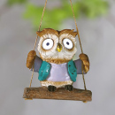 Decor solar suspendat - bufniță - 2 LED albe - 10 x 6 x 28 cm