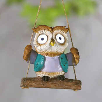 Decor solar suspendat - bufniță - 2 LED albe - 10 x 6 x 28 cm