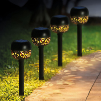 Lampă solară - 1 LED alb cald - 8 x 8 x 38 cm