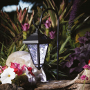 Lampa solară LED - felinar - 80 cm - negru - alb rece