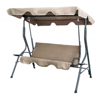 Balansoar de grădină - 170 x 110 x 153 cm - bej închis - cu suport pentru pahare