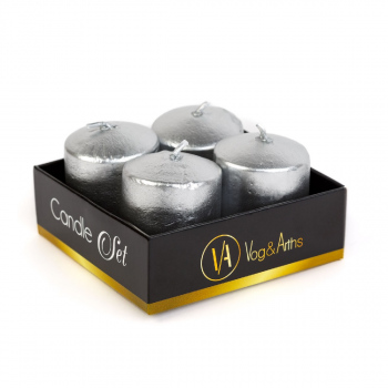 Set de lumânări – argintiu, fără parfum – 4 x 45 g