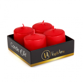 Set de lumânări – roșu, fără parfum – 4 x 45 g