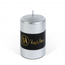 Lumânare cilindrică – argintie, fără parfum – 130 g