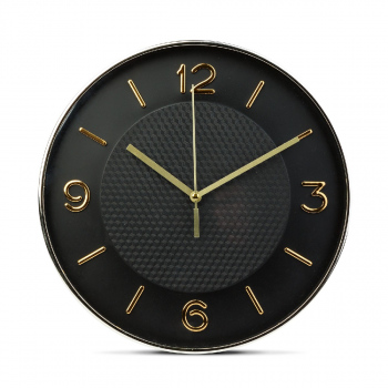 Ceas de perete - 25 cm - plastic, sticlă - 1 x AA - negru