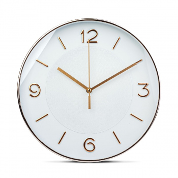 Ceas de perete - 25 cm - plastic, sticlă - 1 x AA - alb