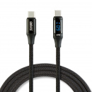 Cablu de date Type-C / Type-C, cu afișaj putere, 1 m, 3A, 60W, negru
