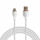 Cablu de date Type-C / USB-A, 1 m, 2,4A, 12W, alb, cu înveliș siliconic