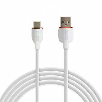 Cablu de date Type-C / USB-A, 1 m, 2,4A, 12W, alb, cu înveliș siliconic