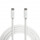 Cablu de alimentare și date Type-C / Type-C, 1 m, 5A, 240W, alb, cu înveliș textil