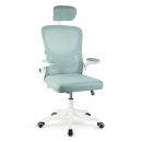 Scaun de birou ergonomic cu brațe rabatabile, alb/albastru, 58 x 48 / 50 x 50 cm