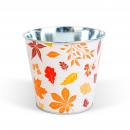 Ghiveci decorativ metalic cu model frunze – 15 x 13,7 cm – decorațiune de toamnă