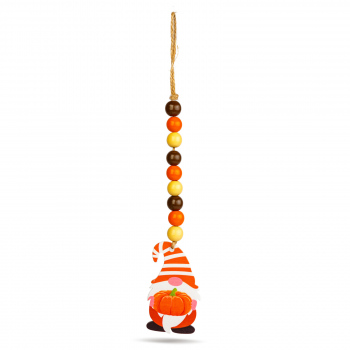 Decorațiune de toamnă – spiriduș cu dovleac – din lemn – agățat – 31 x 5 cm