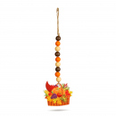 Decorațiune de toamnă – coș al abundenței – din lemn – agățat – 29 x 9 cm