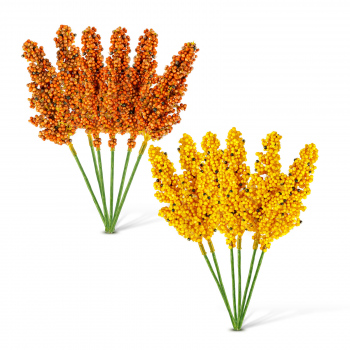 Decorațiune de toamnă – set spice de mei – 2 culori – 18,6 cm – 6 bucăți / set