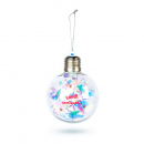 Glob de Crăciun cu LED RGB – transparent – plastic – 8 cm – pe baterii LR44