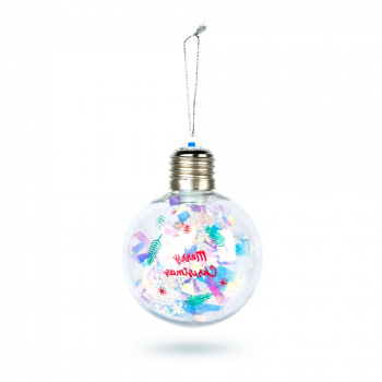 Glob de Crăciun cu LED RGB – transparent – plastic – 8 cm – pe baterii LR44