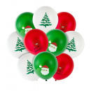 Set baloane de Crăciun – roșu, alb, verde – cu motive festive – 10 bucăți / pachet