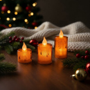 Decor Luminos Crăciun - Set Lumânări LED - Alb Cald - Plastic - 3 Bucăți/Set
