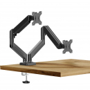 Suport dublu pentru monitor și TV – braț telescopic – prindere pe birou – 45 cm, până la 32”