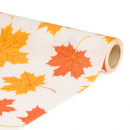 Traversă de masă decorativă – 180 x 28 cm – 70% poliester, 30% bumbac – model frunze de toamnă