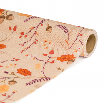 Traversă de masă decorativă – 180 x 28 cm – 70% poliester, 30% bumbac – model ramuri și frunze