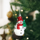 Decorațiune festivă – figură om de zăpadă – suspendabilă – plastic – 9 x 5,5 cm