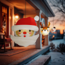 Lampion decorativ din hârtie – model Moș – Ø30 cm – roșu/alb
