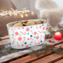 Coș decorativ din metal – model bastonașe dulci (candy cane) – 19 x 11,5 x 9,5 cm